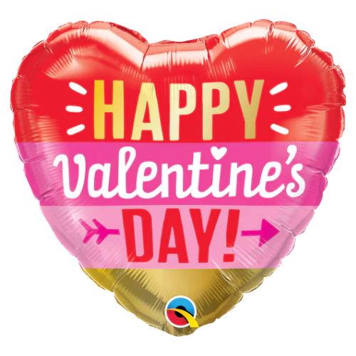 18" Valentine's Day Arrow Stripes Foil Balloon