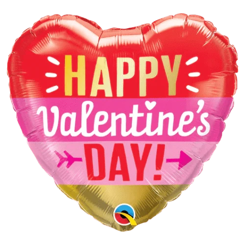 Balloons2Go Balloons 18" Valentine's Day Arrow Stripes Foil Balloon 18in Valentine's Day Arrow Stripes Foil Balloon | Love Theme