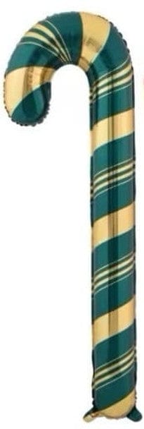 Balloons2Go Balloons 22" Candy Cane dark green and gold 22" Candy Cane Balloon – Dark Green & Gold Foil