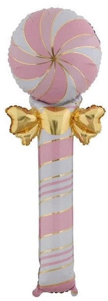Balloons2Go Balloons 51" Candy Lollypop Pink gold Foil Balloon 51in Pink & Gold Lollipop Balloon | Giant Candy Decor