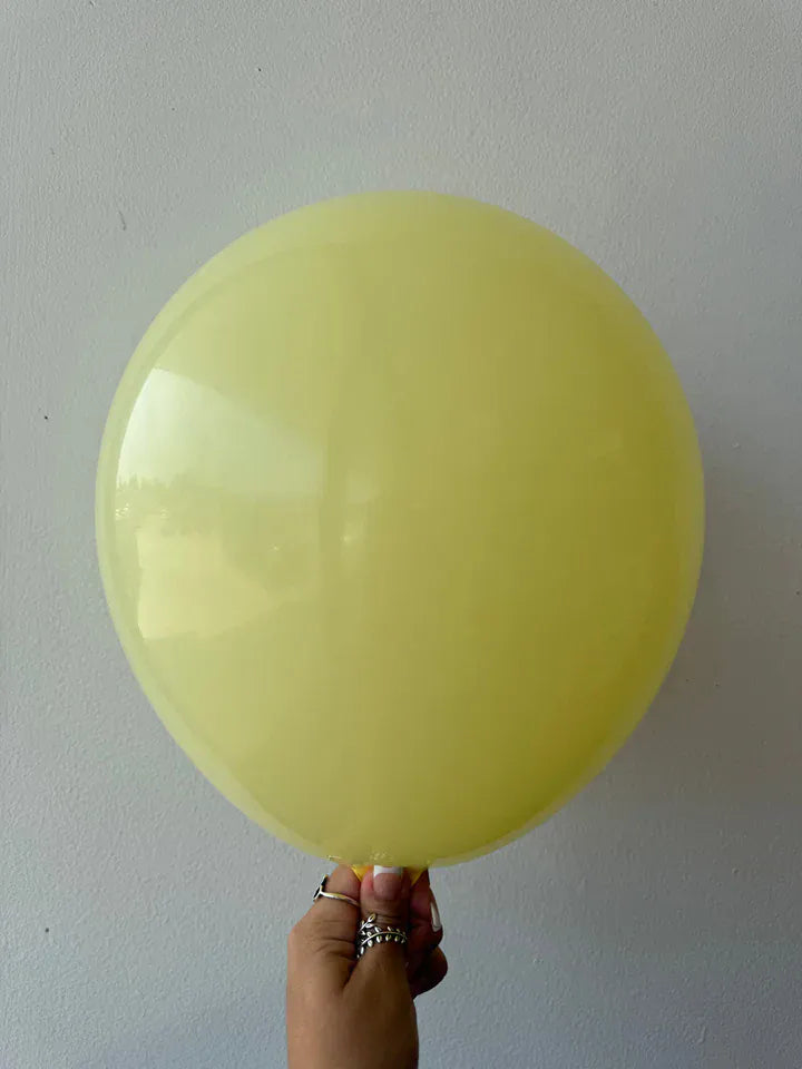 Kalisan Balloons Macaron Yellow / 5 inch (100 Ct) Kalisan Macaron Matte Color Balloons 12in Macaron Pale Yellow Latex Balloons | Soft Party Color