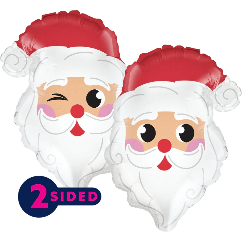 Balloons2Go Balloons 22" Santa Head Shape 22in Santa Head Balloon | Christmas Foil Shape
