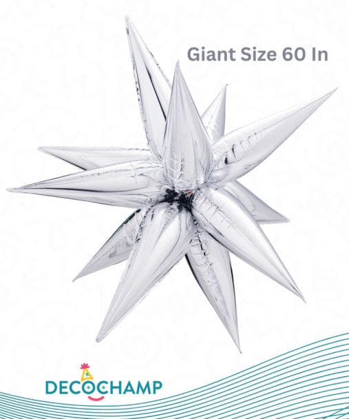 Balloons2Go Balloons 60"D Giant Starburst Silver Pkg (1 count) 60"D Giant Starburst Silver Pkg (1 count)