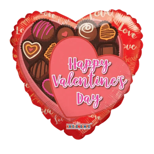 Balloons2Go Balloons 18" Valentine's Chocolate Box Heart Foil Balloon 18in Valentine’s Chocolate Box Heart Foil Balloon