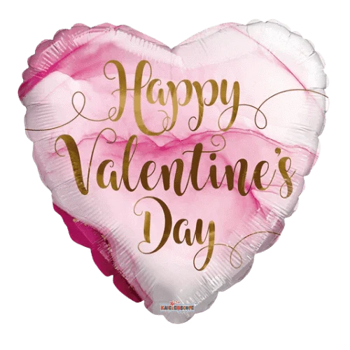 Balloons2Go Balloons 18" Happy Valentine's Day Pink Marble Foil Balloon 18in Pink Marble Valentine Balloon | Happy Love Day Foil
