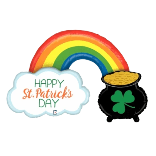 Balloons2Go Balloons 37" St. Pat's Pot of Gold Foil Balloon 37in St. Patrick’s Pot of Gold Balloon | Foil Holiday Decor