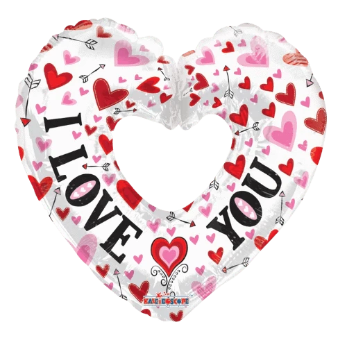 Balloons2Go Balloons 9" I Love You White Heart With Hole Foil Airfill Balloon 9in I Love You White Heart Balloon | Foil Air-Fill Mini