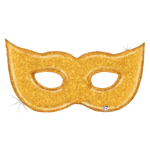 Balloons2Go Balloons 43" Gold Glitter Mask Holographic Foil Balloon 43" Gold Glitter Mask Holographic Foil Balloon | Masquerade Theme