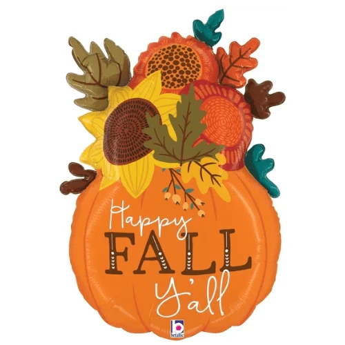 Balloons2Go Balloons 28" Fall Floral Pumpkin Vase 28in Fall Floral Pumpkin Vase Balloon | Autumn Foil Decor