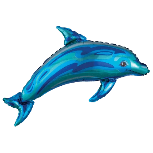 Balloons2Go Balloons 37" Anagram Ocean Blue Dolphin Super Shape Foil Balloon 37in Ocean Blue Dolphin Supershape Foil Balloon | Under the Sea Theme