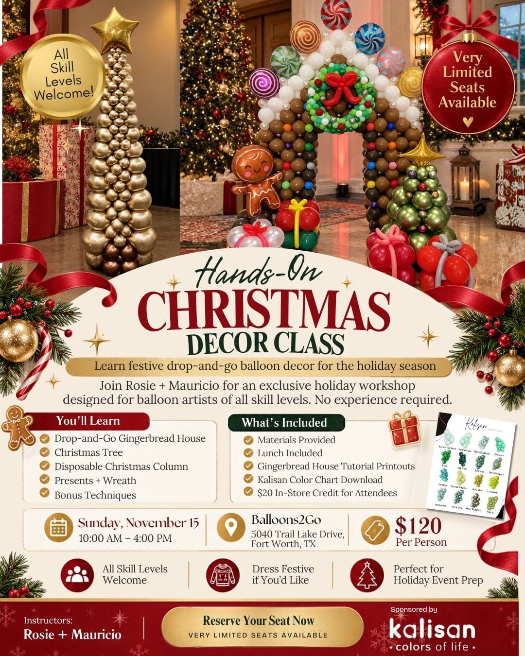 Balloons2Go Event General Admission Christmas Balloon Decor Workshop | Hands-On Class Hands-On Christmas Balloon Decor Class | Balloons2Go