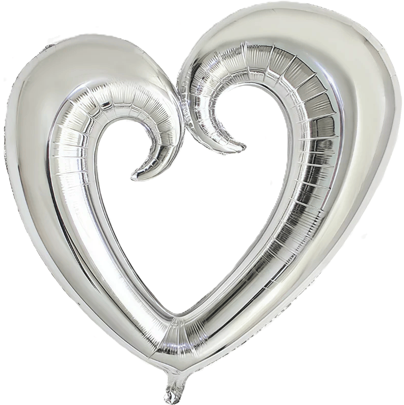 Decochamp Balloons 65" Giant Foil silver Heart 65" Giant Foil silver Heart
