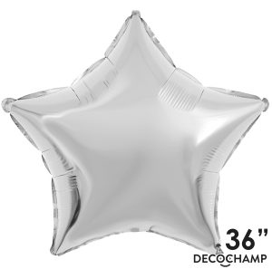 Decochamp Balloons 36" Deco Star Silver Foil Balloon - Pkg 36" Deco Star Silver Foil Balloon - Pkg