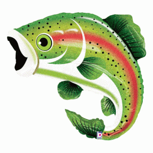 Balloons2Go Balloons 29" Rainbow Trout Holographic Shape Foil Balloon 18in Candy Mint Foil Balloon | Sweet Party Decoration