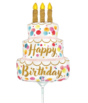 sempertex Balloons 14" Birthday Satin Pink Cake Air-Fill Shape Foil Balloon 14" Birthday Satin Pink Cake Air-Fill Shape Foil Balloon