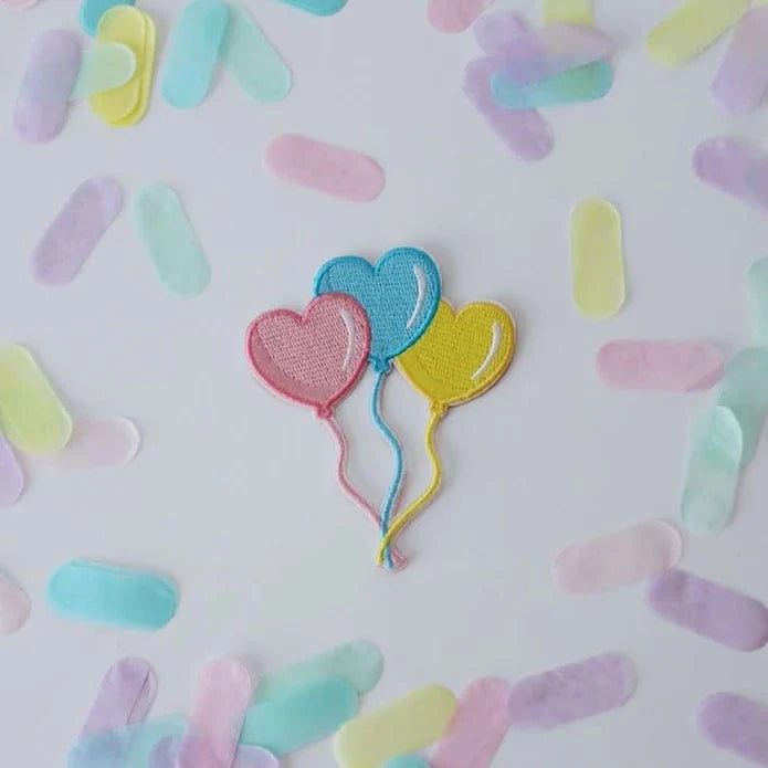 Balloons2Go Balloons HEART BALLOON TRIO EMBROIDERED PATCH Heart Balloon Trio Embroidered Patch | Cute Accessory