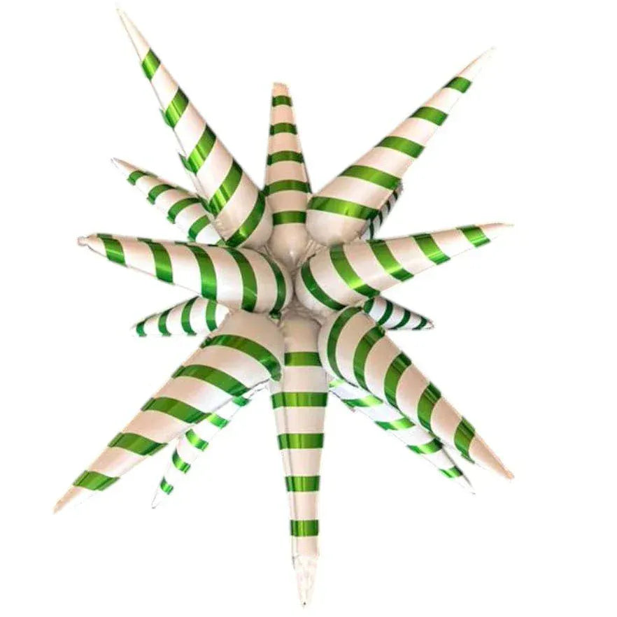 prima Balloons 22" Green stripes Starburst foil balloon 22" Green stripes Starburst foil balloon