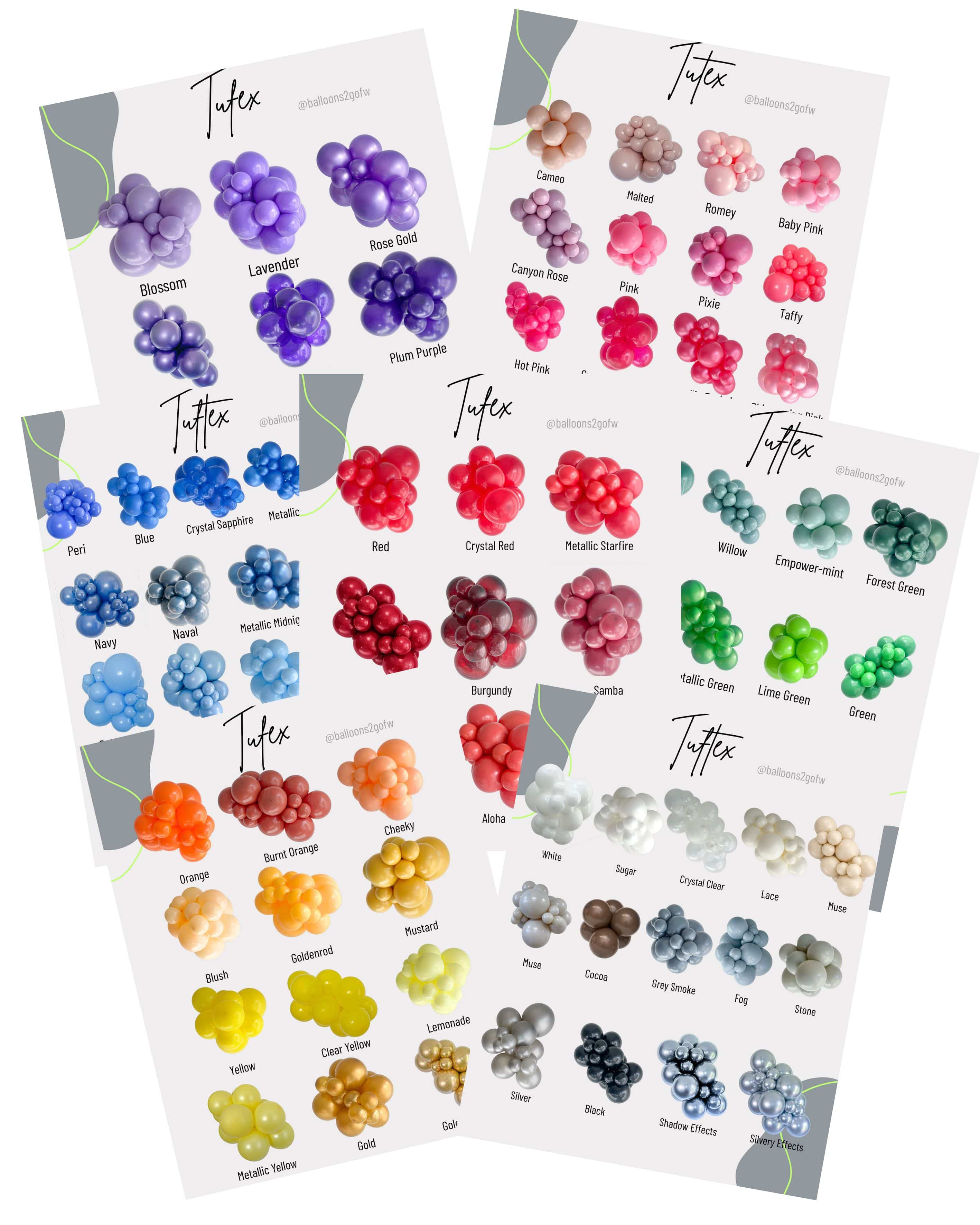 Balloons2Go Tuftex Balloon Color Cluster Chart | Digital Download Tuftex Balloon Color Cluster Chart PDF | Balloons2Go
