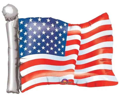 Balloons2Go Balloons 26" American Flag Foil Balloon 26in American Flag Balloon | Patriotic Foil Decor