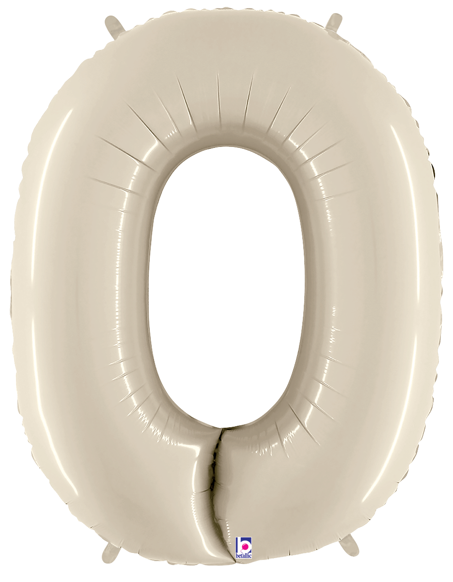 Balloons2Go Balloons 0 40 inch White Sand Foil Numbers 40in White Sand Foil Numbers | Elegant Numeric Balloon Display