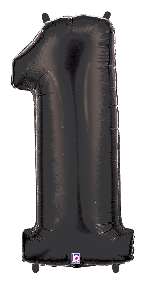 Balloons2Go Balloons 40 Inch / #1 40 inch Number Foil Balloon Black Megalloons Letters & Numbers | Jumbo Foil Alphabet