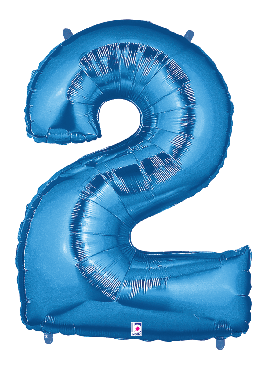 Balloons2Go Balloons 40 inch / 2 40" Blue Number Foil Balloon 40in Blue Number Balloon | Foil Number Decor
