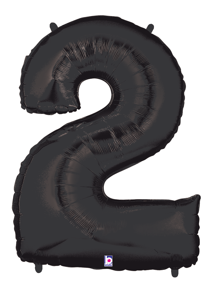 Balloons2Go Balloons 40 Inch / #2 40 inch Number Foil Balloon Black Megalloons Letters & Numbers | Jumbo Foil Alphabet