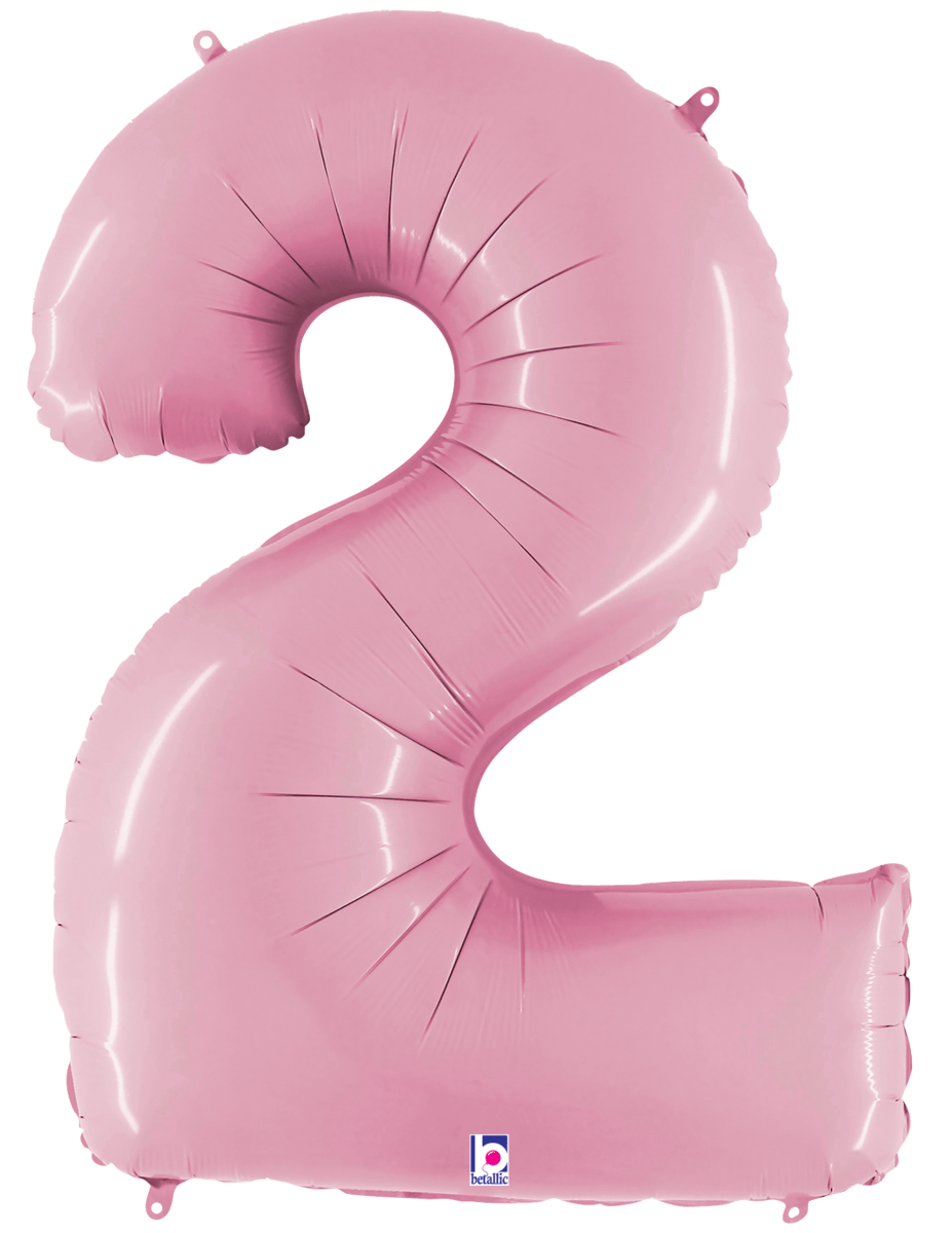 Balloons2Go Balloons 40 inch / 2 40 inch Pastel Pink Foil Number Balloon 40in Pastel Pink Foil Number Balloon | Party Decor