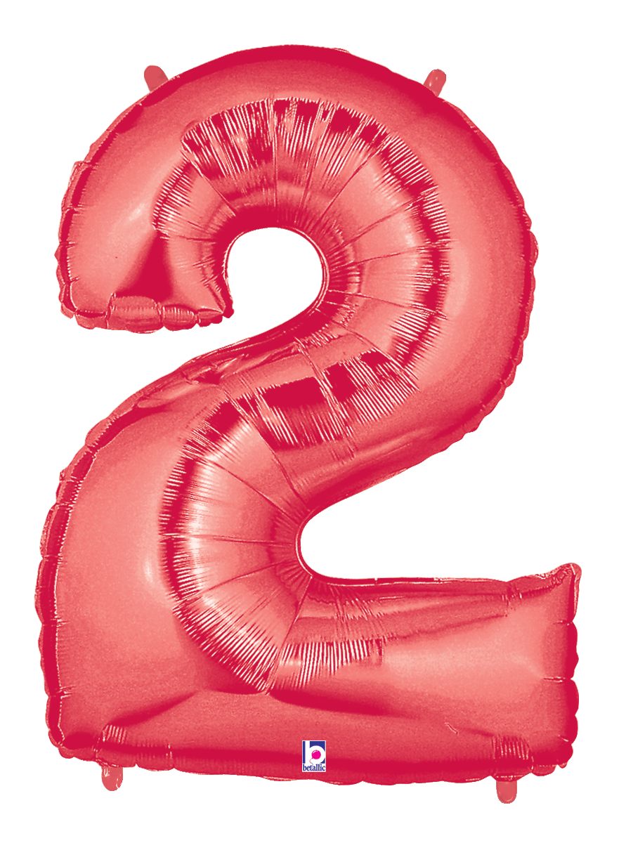 Balloons2Go Balloons 40 inch / 2 40" Red Foil Number Balloon 40" Red Foil Number Balloon | Bold Numeric Display