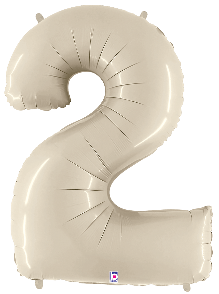 Balloons2Go Balloons 2 40 inch White Sand Foil Numbers 40in White Sand Foil Numbers | Elegant Numeric Balloon Display
