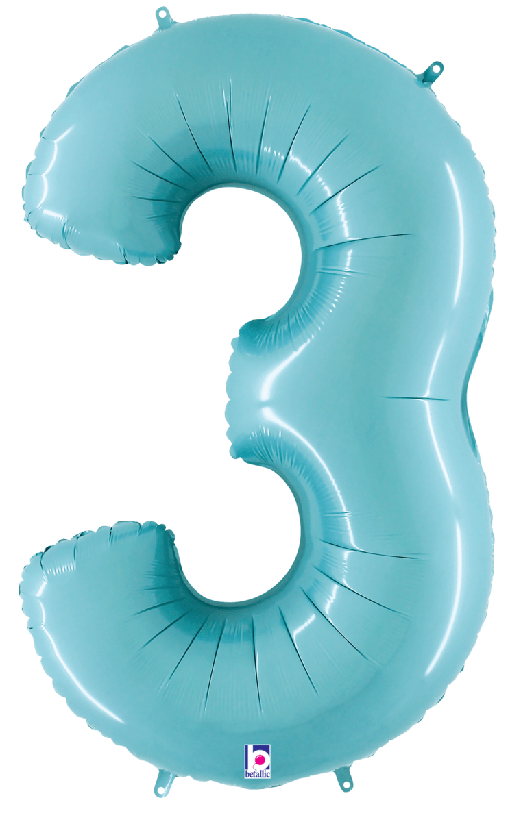 Balloons2Go Balloons 40 inch / 3 Sempertex Pastel Blue Foil Number Balloons Sempertex Pastel Blue Foil Number Balloons