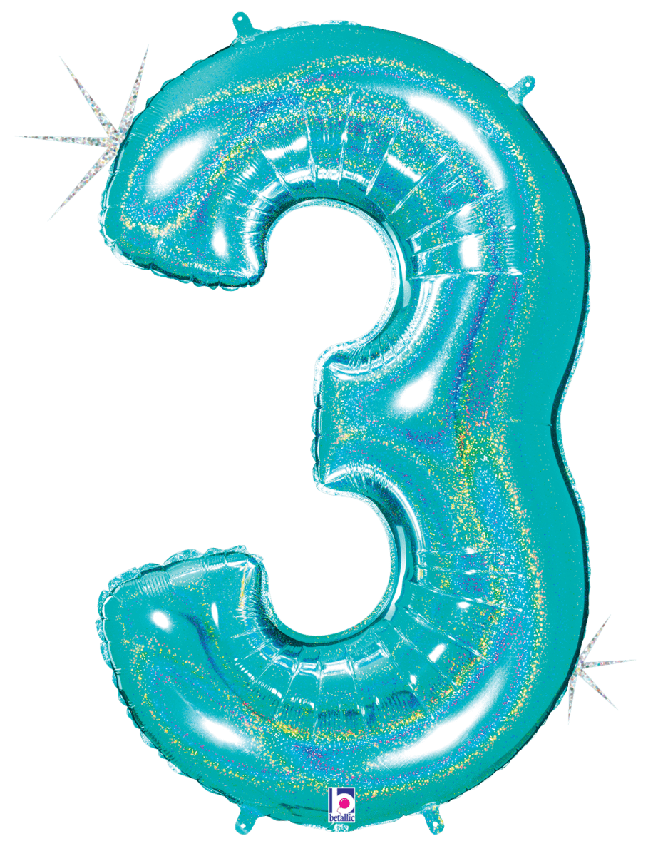 Balloons2Go Balloons 40 inch / 3 40" Robbin's Egg Blue Number Foil Balloons 40" Blue Number Foil Balloon – Birthday & Milestone