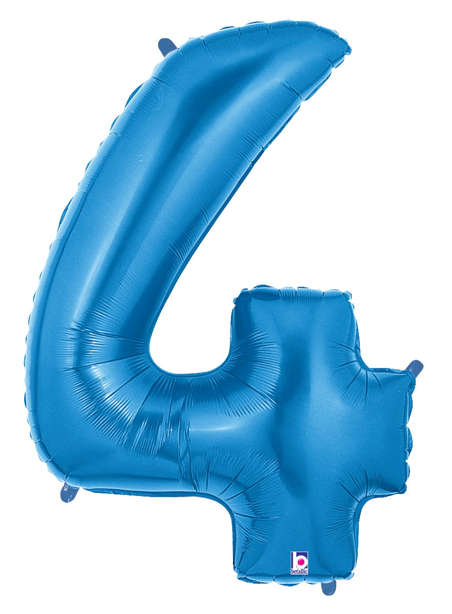 Balloons2Go Balloons 40 inch / 4 40" Blue Number Foil Balloon 40in Blue Number Balloon | Foil Number Decor