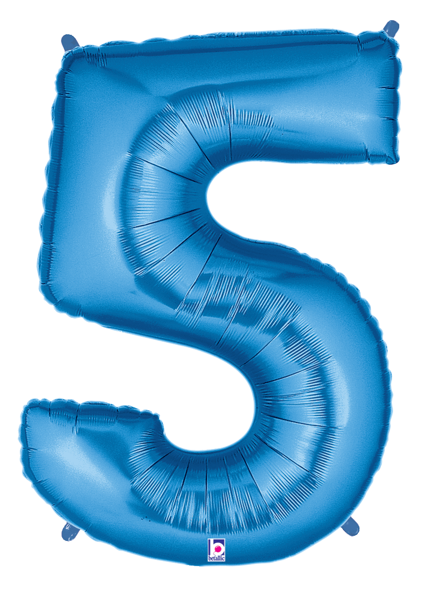 Balloons2Go Balloons 40 inch / 5 40" Blue Number Foil Balloon 40in Blue Number Balloon | Foil Number Decor