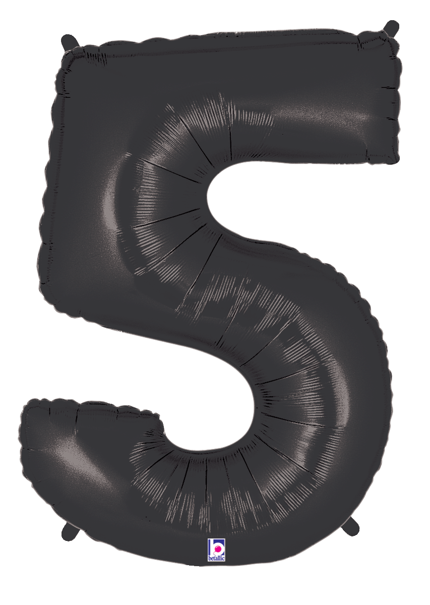 Balloons2Go Balloons 40 Inch / #5 40 inch Number Foil Balloon Black Megalloons Letters & Numbers | Jumbo Foil Alphabet