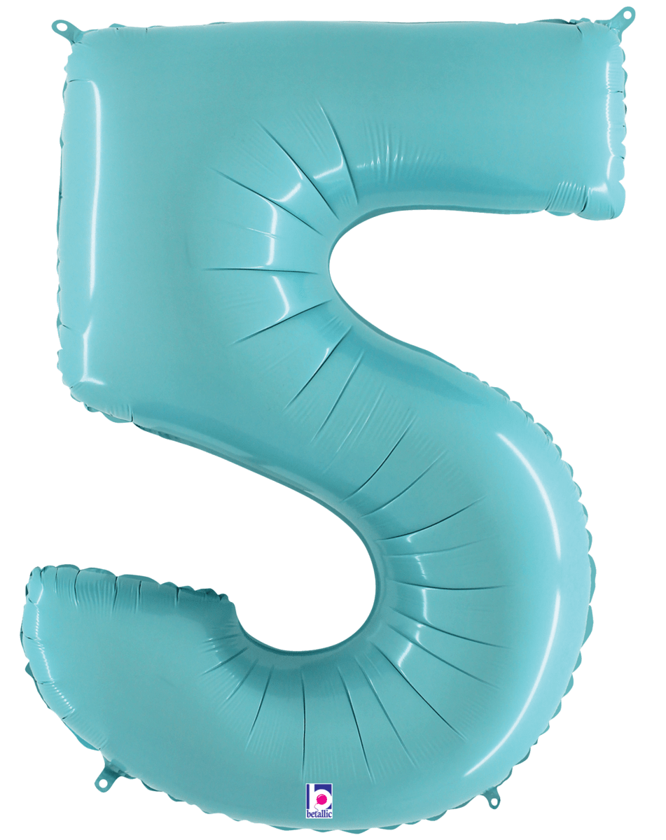 Balloons2Go Balloons 40 inch / 5 Sempertex Pastel Blue Foil Number Balloons Sempertex Pastel Blue Foil Number Balloons