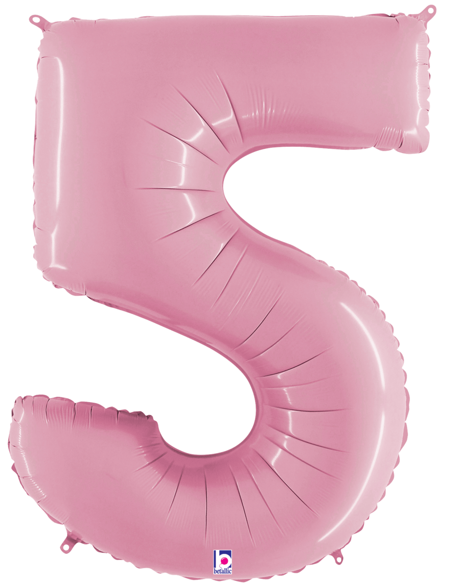 Balloons2Go Balloons 40 inch / 5 40 inch Pastel Pink Foil Number Balloon 40in Pastel Pink Foil Number Balloon | Party Decor