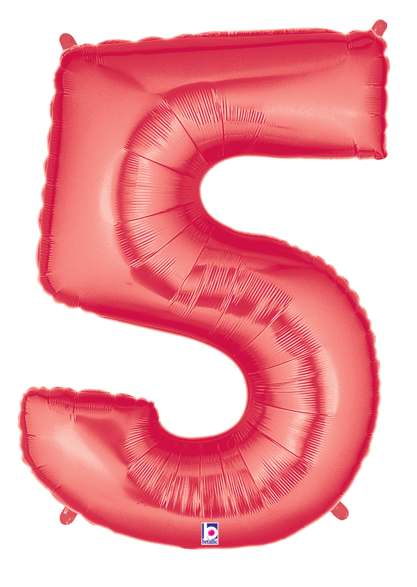 Balloons2Go Balloons 40 inch / 5 40" Red Foil Number Balloon 40" Red Foil Number Balloon | Bold Numeric Display