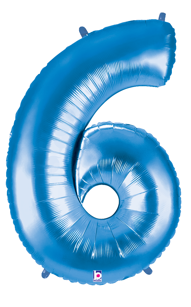 Balloons2Go Balloons 40 inch / 6 40" Blue Number Foil Balloon 40in Blue Number Balloon | Foil Number Decor