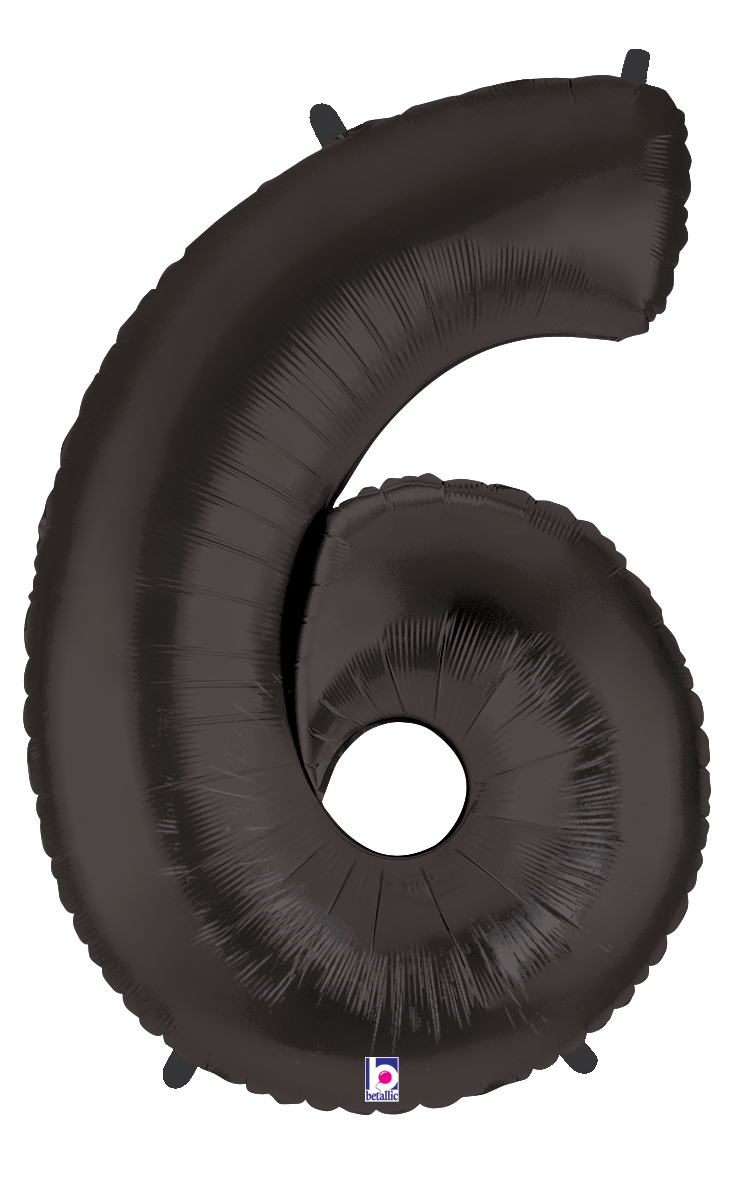 Balloons2Go Balloons 40 Inch / #6 40 inch Number Foil Balloon Black Megalloons Letters & Numbers | Jumbo Foil Alphabet