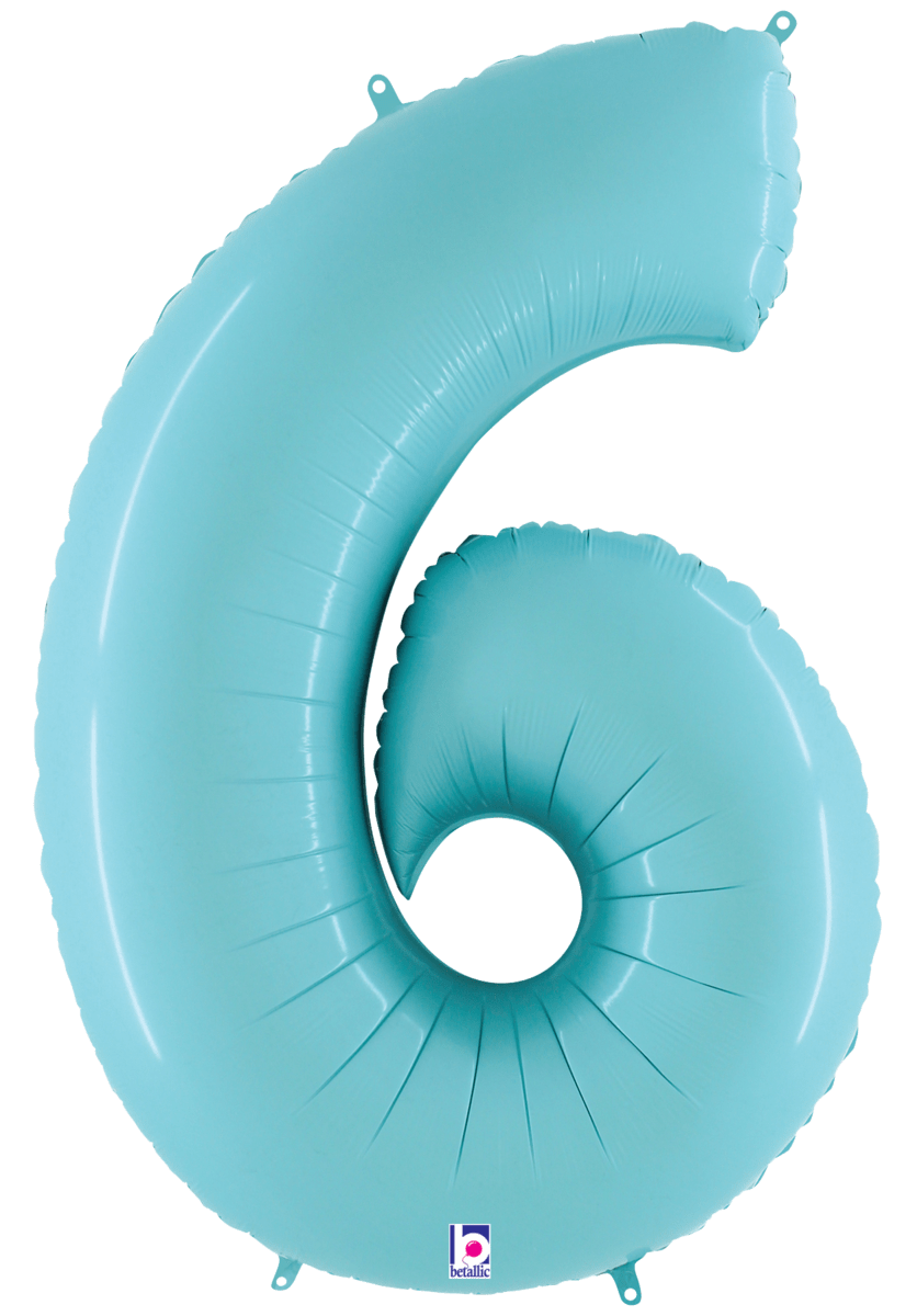 Balloons2Go Balloons 40 inch / 6 Sempertex Pastel Blue Foil Number Balloons Sempertex Pastel Blue Foil Number Balloons
