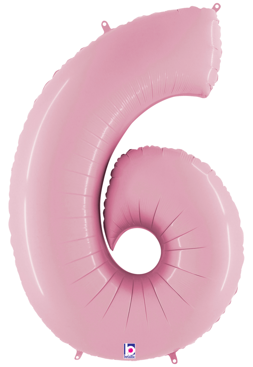 Balloons2Go Balloons 40 inch / 6 40 inch Pastel Pink Foil Number Balloon 40in Pastel Pink Foil Number Balloon | Party Decor