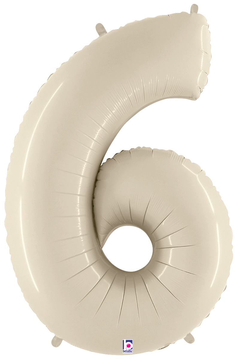 Balloons2Go Balloons 6 40 inch White Sand Foil Numbers 40in White Sand Foil Numbers | Elegant Numeric Balloon Display