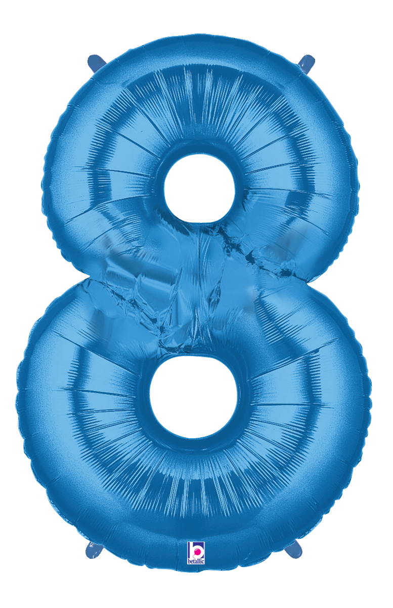 Balloons2Go Balloons 40 inch / 8 40" Blue Number Foil Balloon 40in Blue Number Balloon | Foil Number Decor