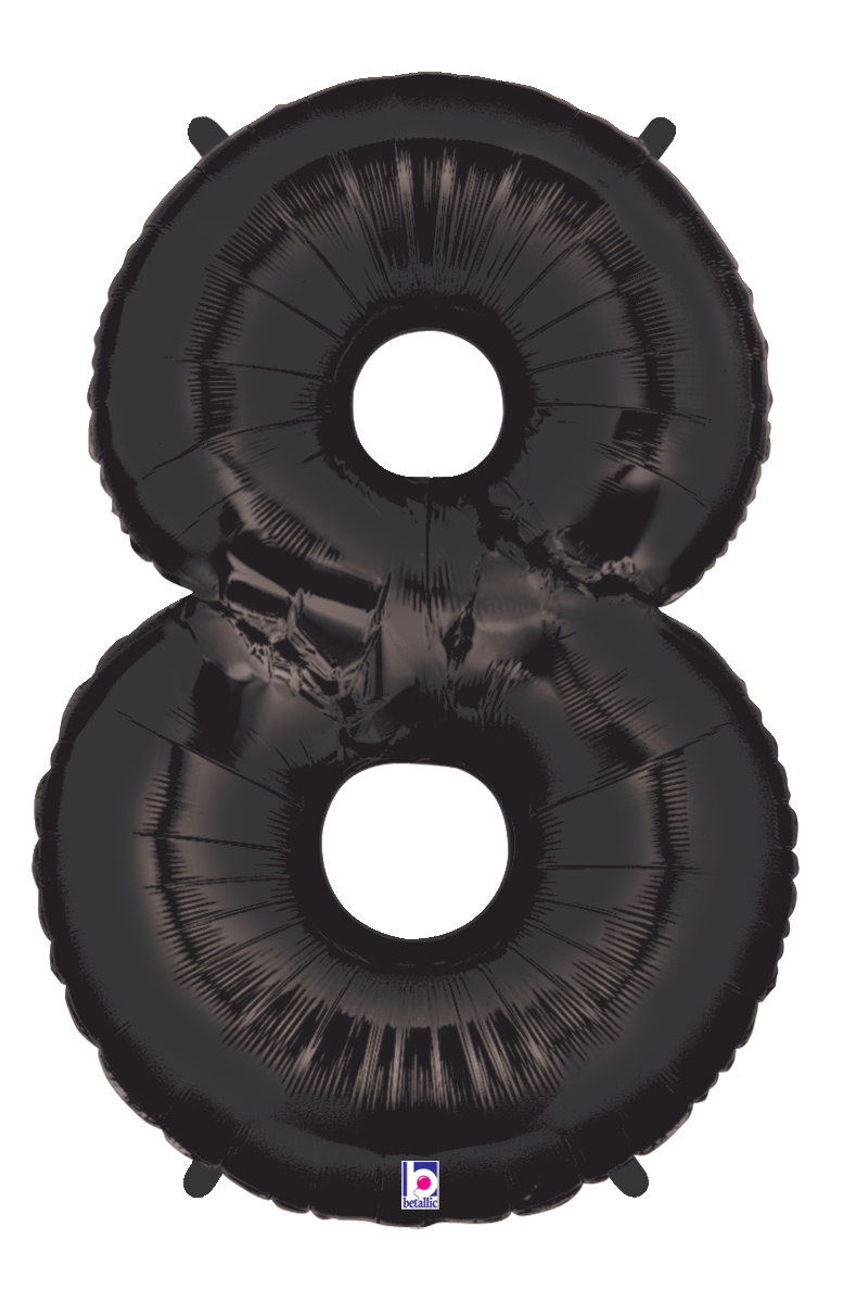 Balloons2Go Balloons 40 Inch / #8 40 inch Number Foil Balloon Black Megalloons Letters & Numbers | Jumbo Foil Alphabet
