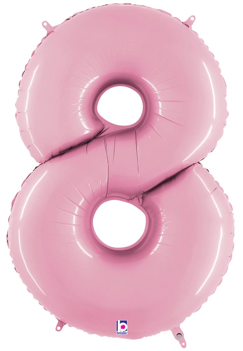 Balloons2Go Balloons 40 inch / 8 40 inch Pastel Pink Foil Number Balloon 40in Pastel Pink Foil Number Balloon | Party Decor