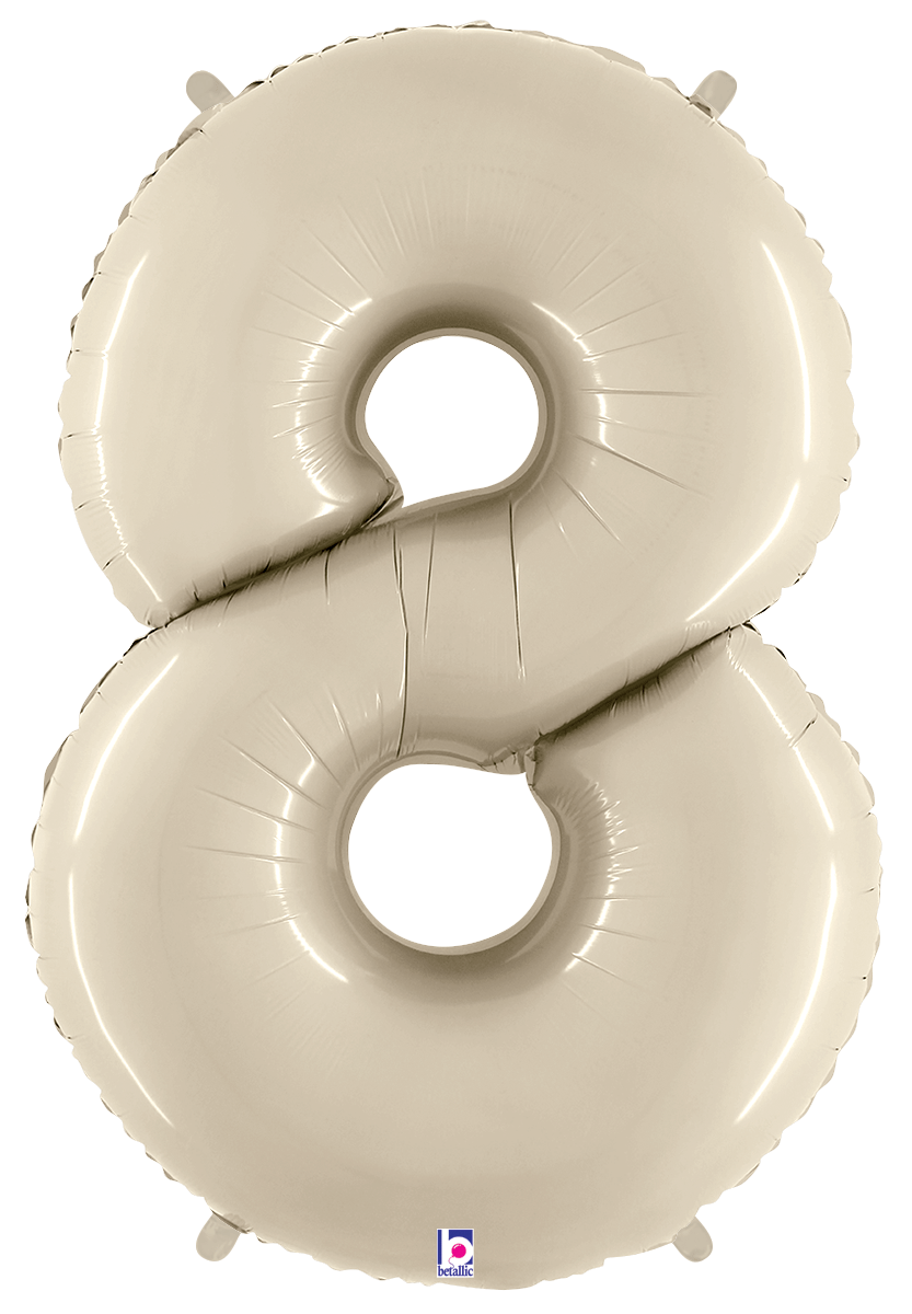 Balloons2Go Balloons 8 40 inch White Sand Foil Numbers 40in White Sand Foil Numbers | Elegant Numeric Balloon Display