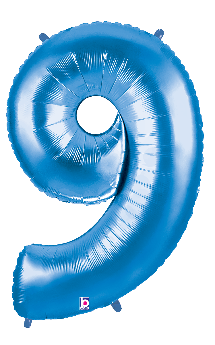 Balloons2Go Balloons 40 inch / 9 40" Blue Number Foil Balloon 40in Blue Number Balloon | Foil Number Decor
