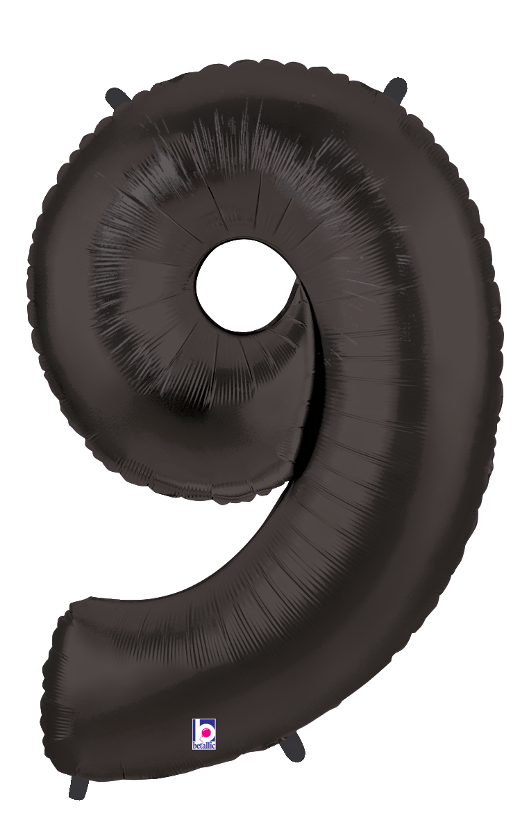 Balloons2Go Balloons 40 Inch / #9 40 inch Number Foil Balloon Black Megalloons Letters & Numbers | Jumbo Foil Alphabet