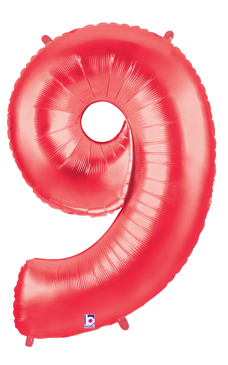 Balloons2Go Balloons 40 inch / 9 40" Red Foil Number Balloon 40" Red Foil Number Balloon | Bold Numeric Display